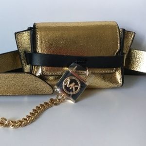 MICHAEL KORS METALLIC LEATHER BELT BAG